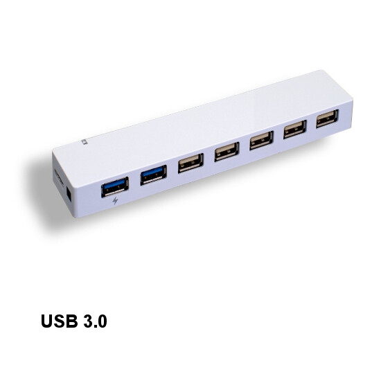 10x White USB 7 Port Hub 3.0/2.0 900mA 5Gbps Charge Data Sync for PC Laptop
