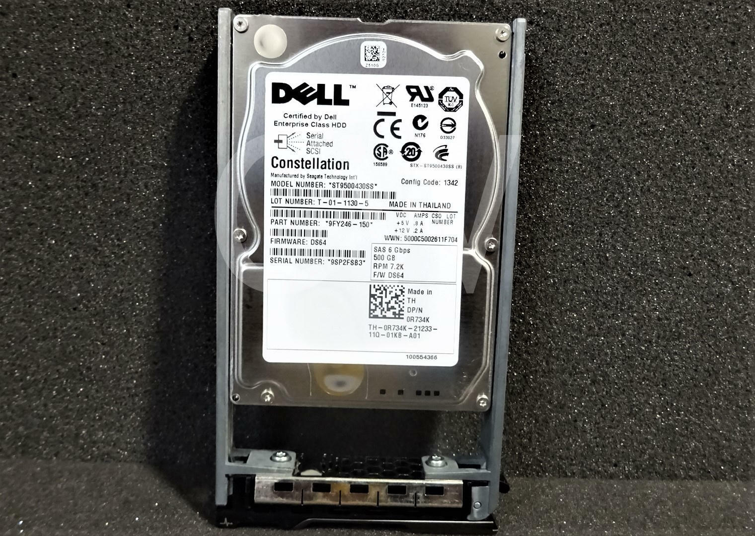 R734K ST9500430SS Dell 500GB 7200RPM 6Gbps 2.5"SAS SERVER HDD Hard Drive W/Caddy
