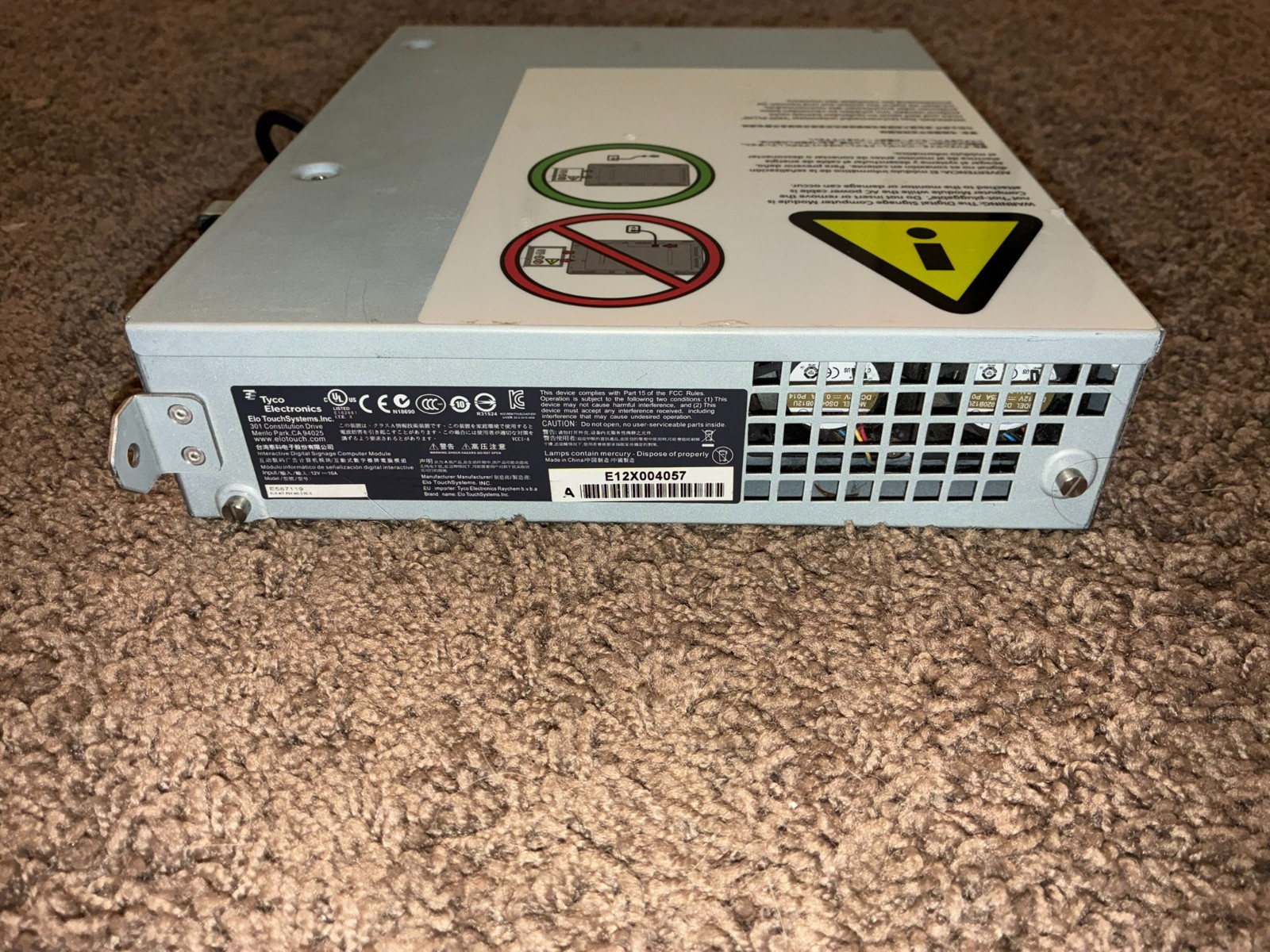 Elo E587119 ECM1 IDS Computer Module Celeron 2.2GHz 1GB RAM 500GB HDD Untested