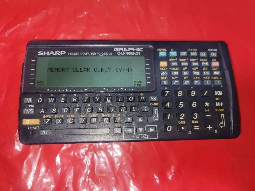 SHARP PC-G850VS Pocket Computer Programming Black Tested Working from JAPAN