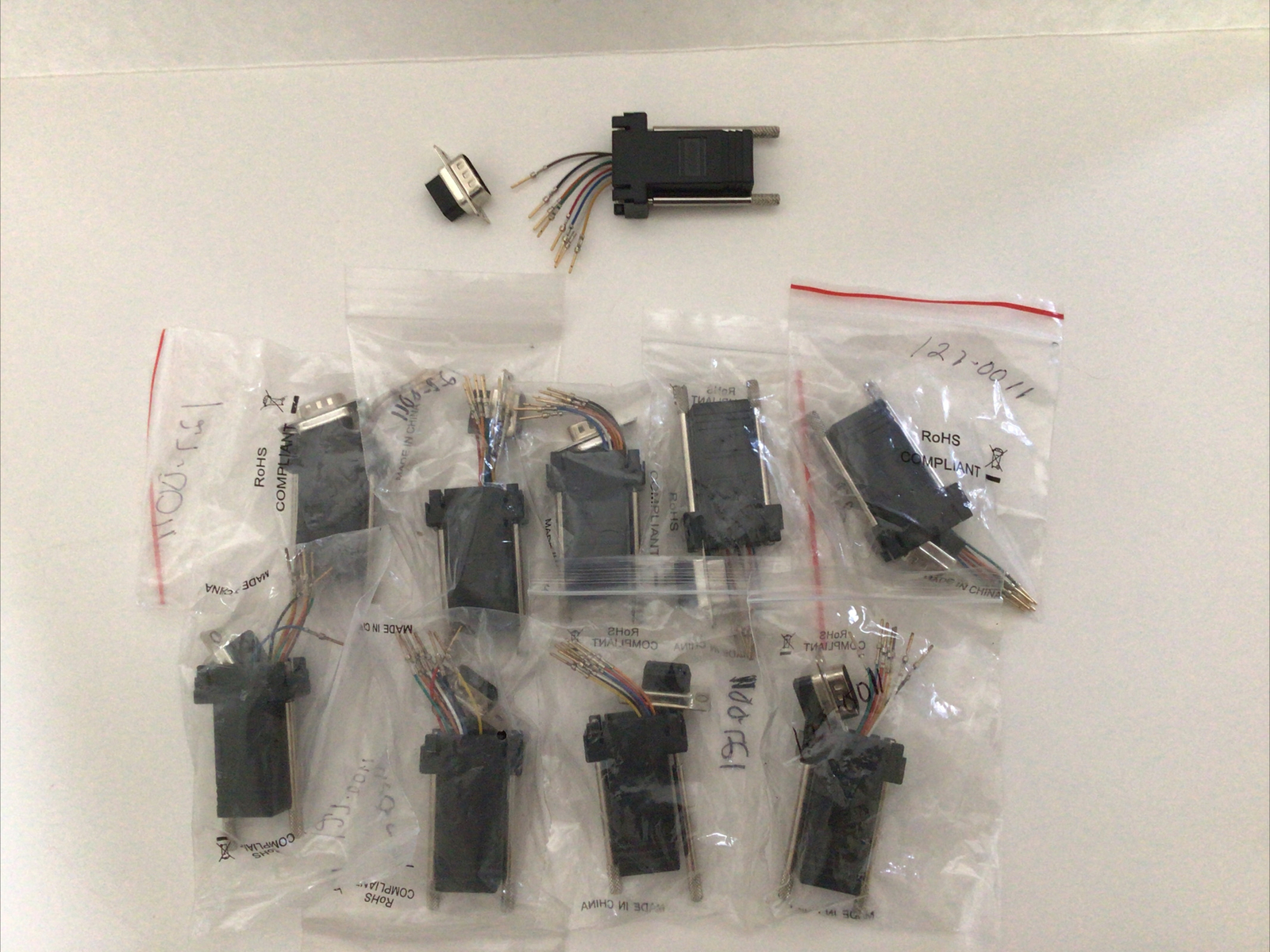 10x-DB9 9 Pin RS232 Serial Port Female to RJ45 Female Network Adapter 8P8C Black