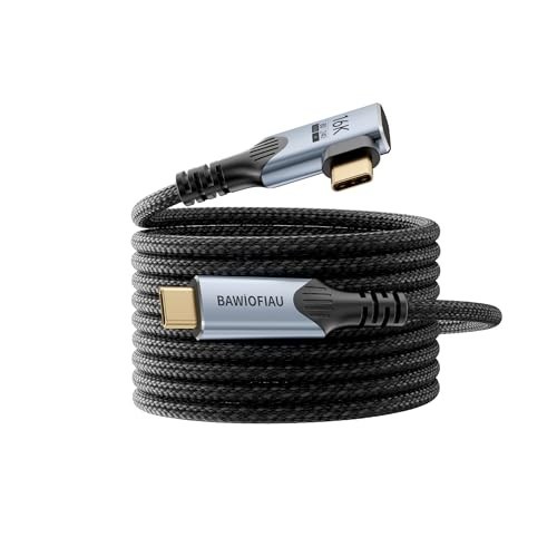 USB C to C Data Cable, 10ft, Right Angle, 80Gbps, 240W Fast Charging