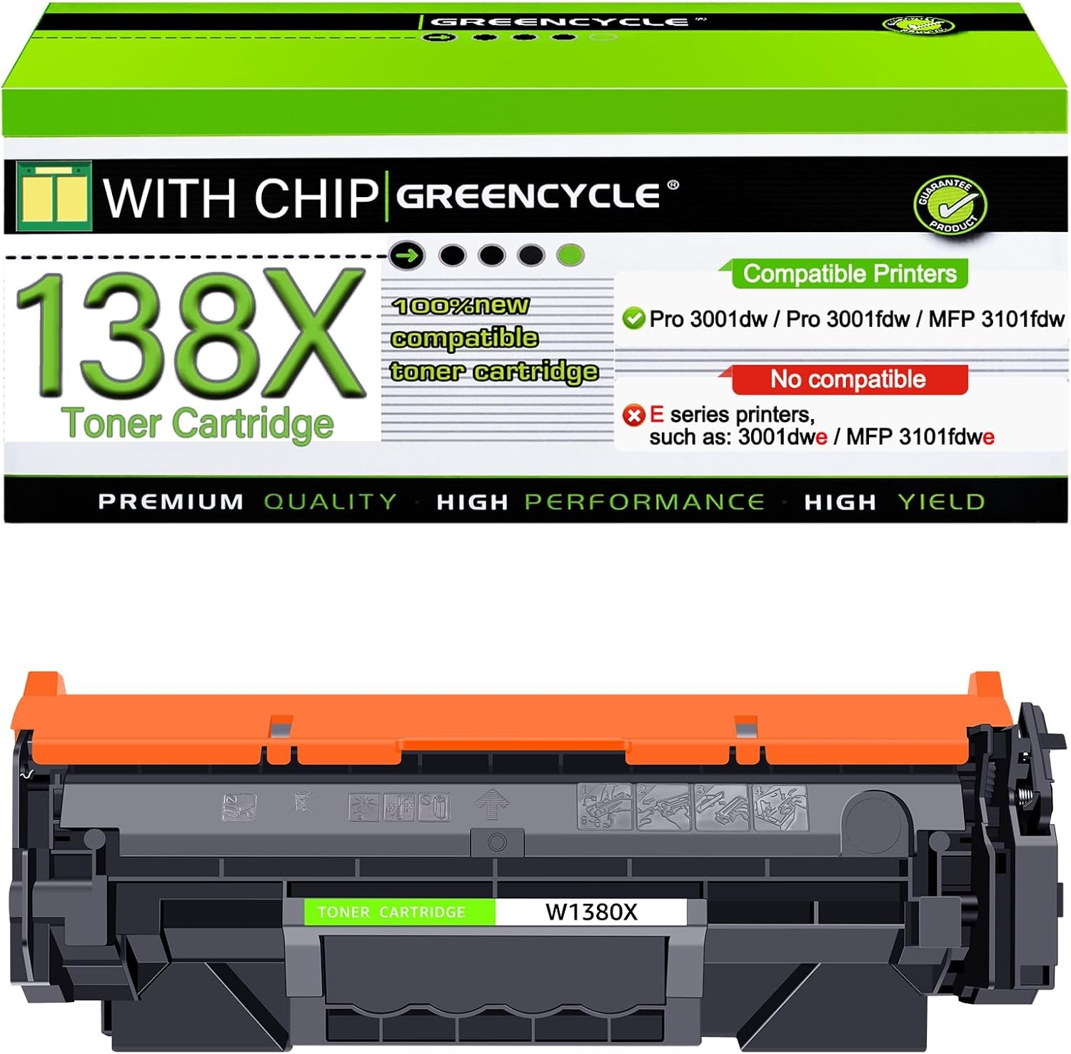 GREENCYCLE W1380X toner Cartridge LOT for HP LaserJet Pro 3001fdw MFP 3010fdw