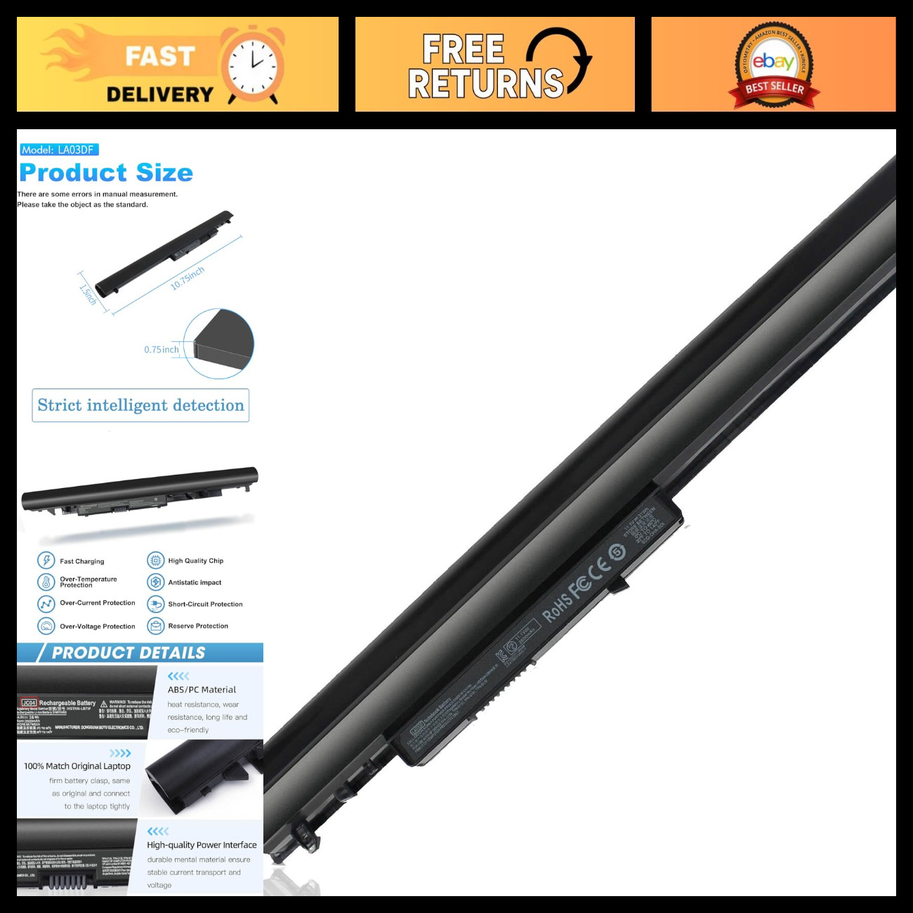 High-Capacity Replacement Battery for HP 919700-850 919701-850 15-bs0xx 17-bs0xx