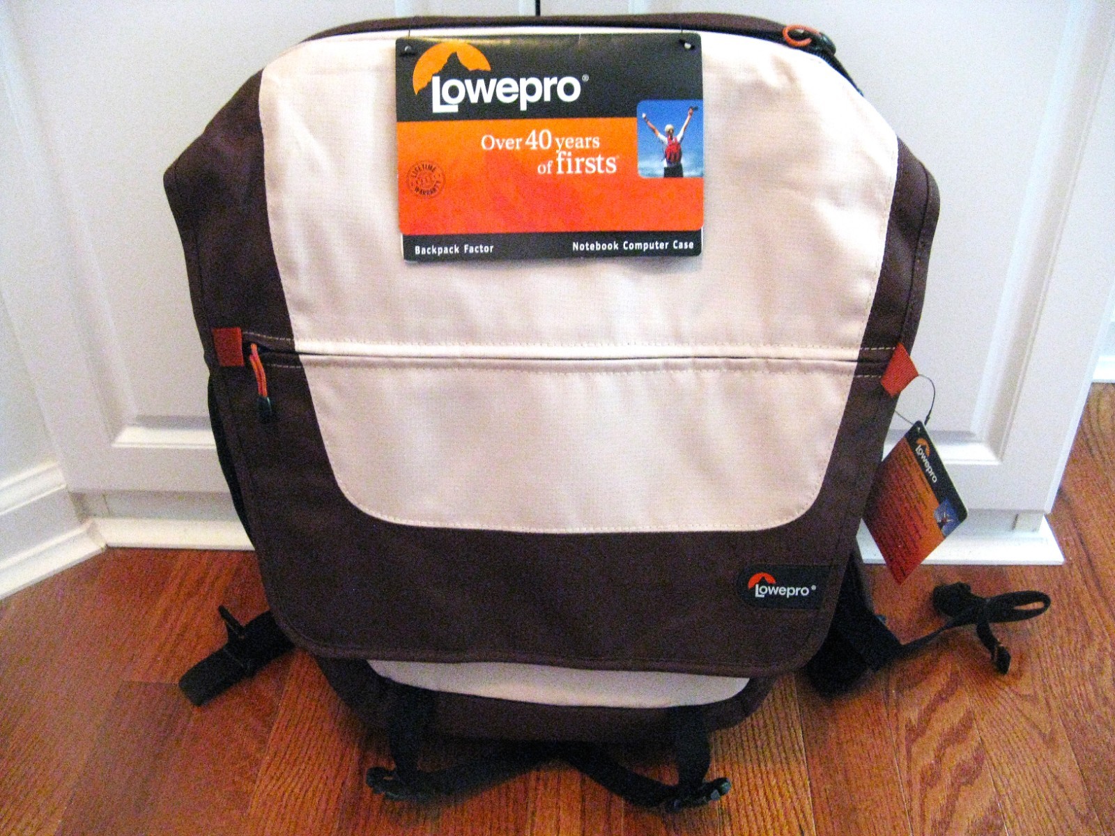 Lowepro Backpack Factor Laptop Bag Fits Most 15.4" Laptops Beige/Orange NWT