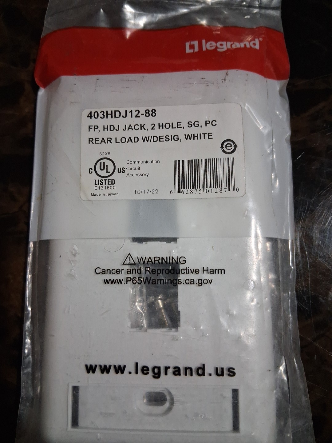 Legrand P/N 403HDJ12-88 FP WHITE Rear Load Lot Of 10