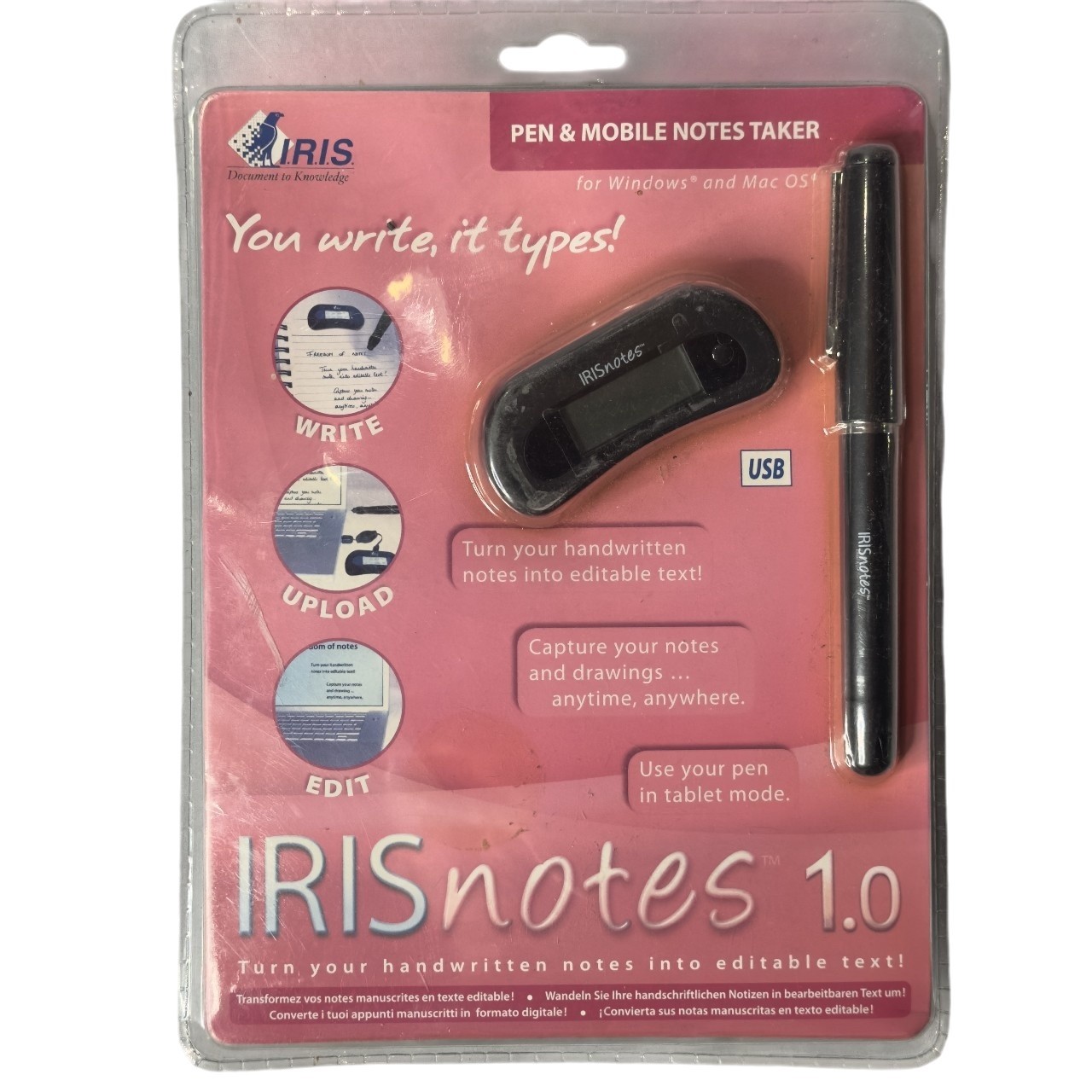 IRIS IRISnotes 1.0 Digital Pen Mobile Note Taker PC Mac Handwriting to Text USB
