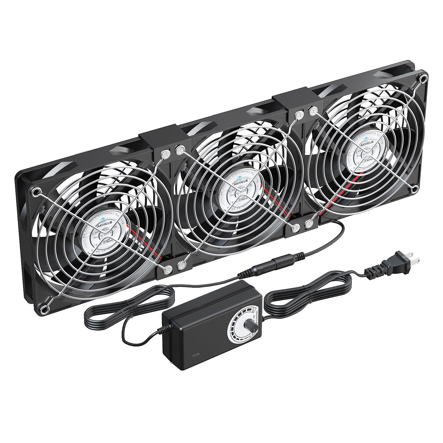 3X120Mm Computer Fans with AC Plug & Speed Controller - 12V DC Cooling Fans for