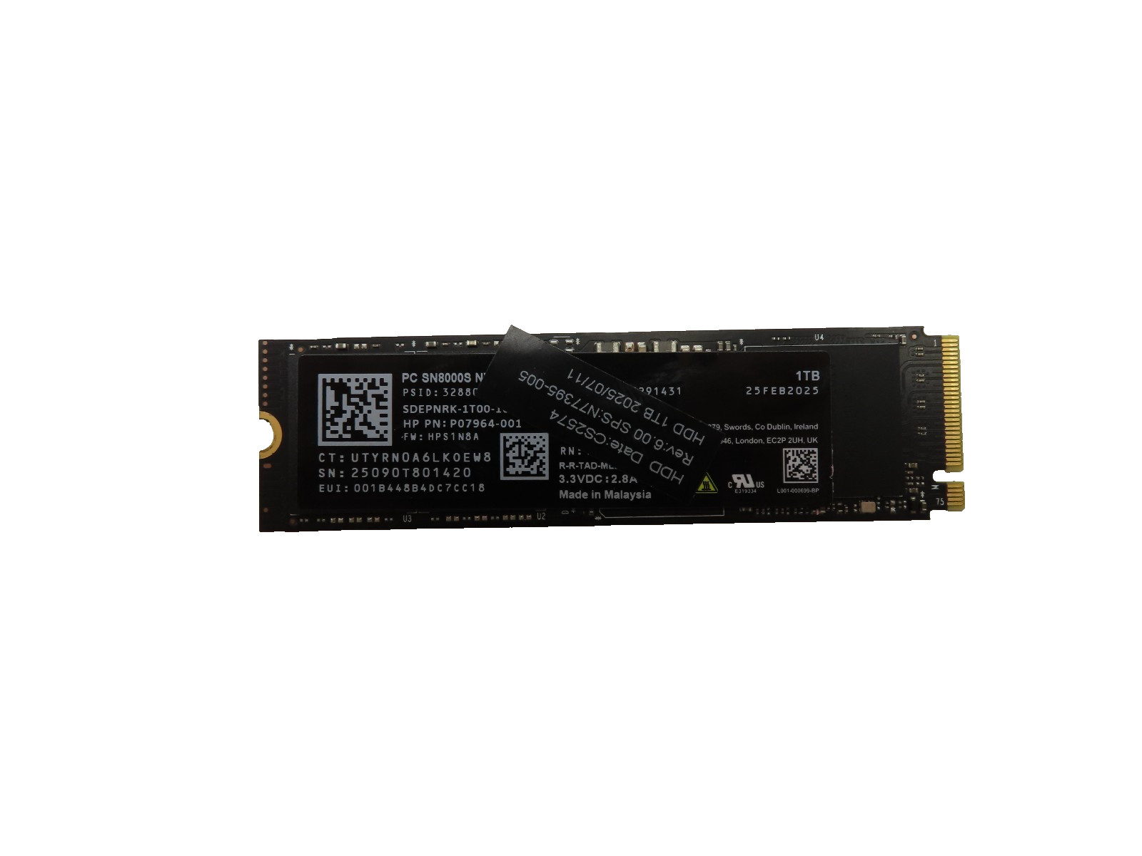 WD PC SN8000S 1TB NVMe M.2 SSD Solid State Drive SDEPNRK-1T00-1012 N77395-005