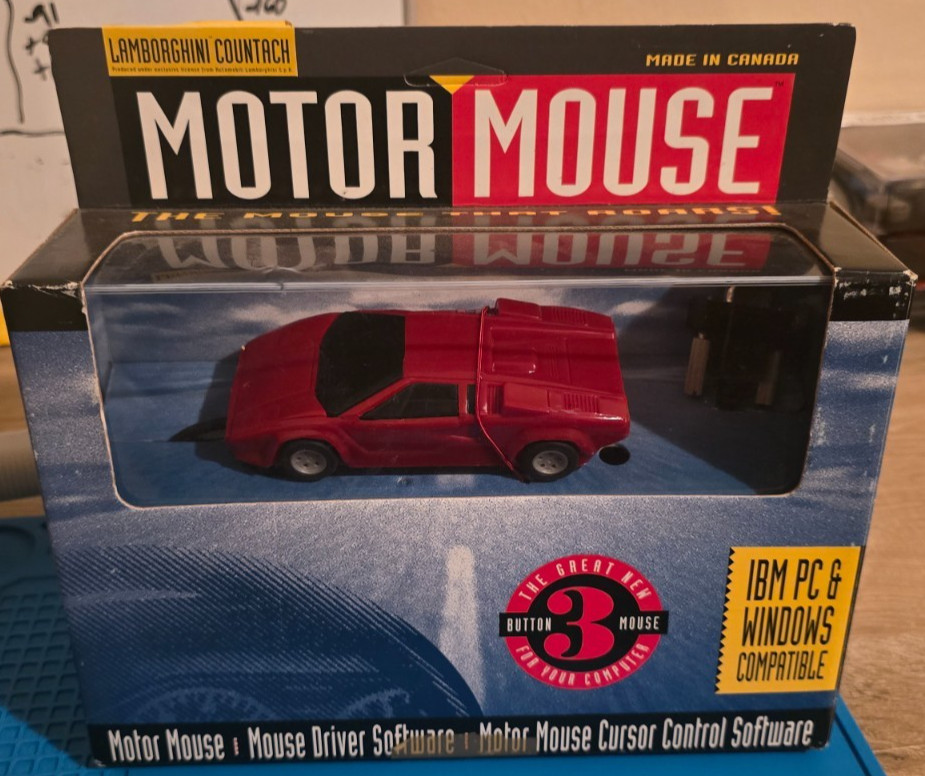 Vintage Motor Mouse for IBM PC and Windows - Lamborghini Countach in Box