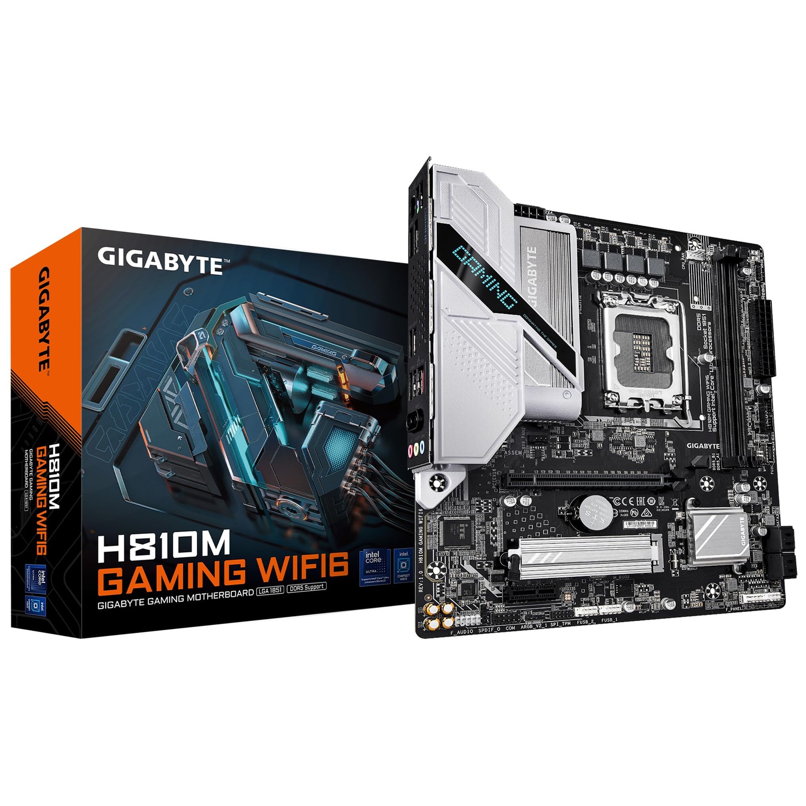 GIGABYTE H810M GAMING WIFI6 Motherboard - Intel Core Ultra (Series 2) CPUs, 4+1+