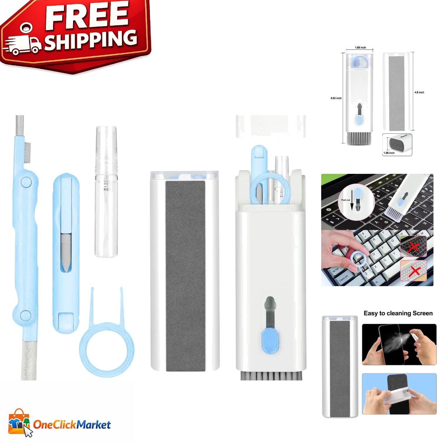 Complete 7-in-1 Electronics Cleaning Kit: Safe for Keyboards, Headsets & Cameras
