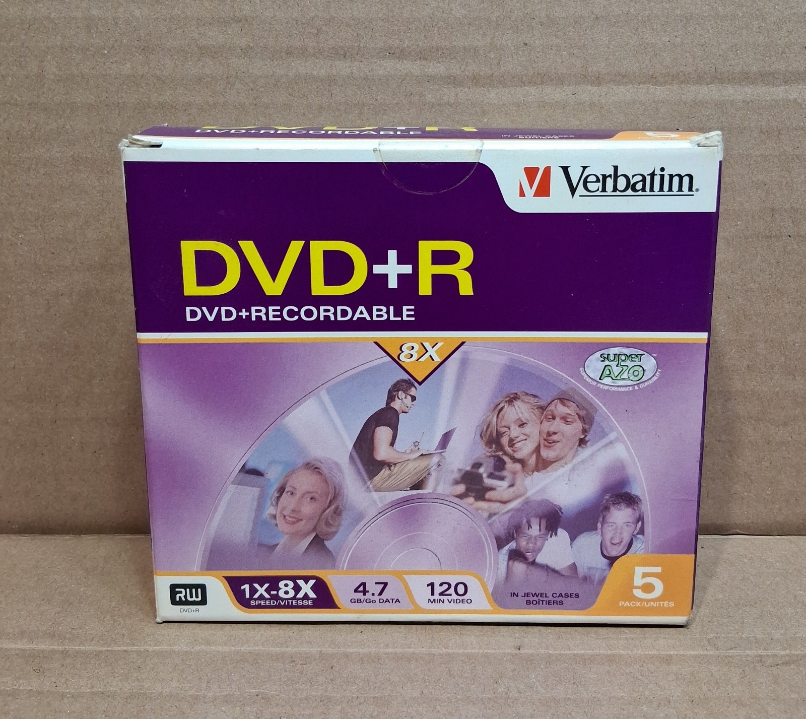 Verbatim DVD+R 4.7GB 8X Recordable Media 120 Min 5 Pack Jewel Cases NOS