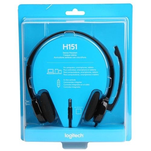 Logitech H151 Stereo Wired Headset with Microphone Black