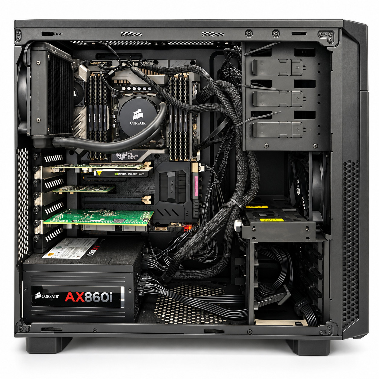 Custom Built PC Intel i7-5820K 64GB RAM 1TB SSD ASUS X99 Quadro K620 Corsair