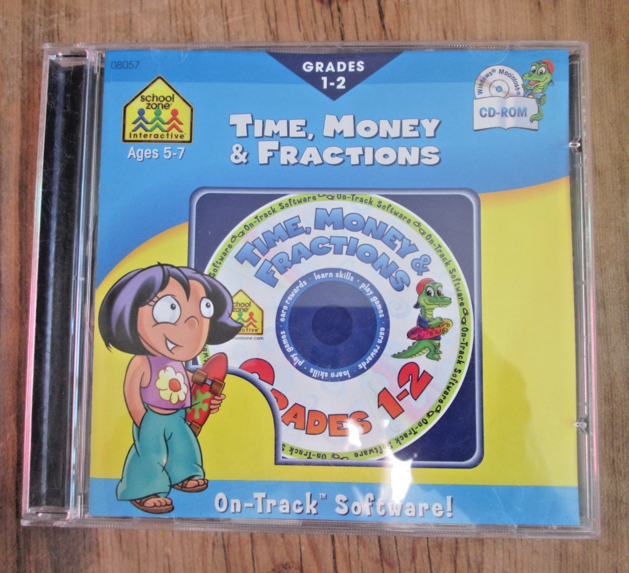 School Zone Time, Money & Fractions Win / Mac CD ROM Software Math Grades 1-2
