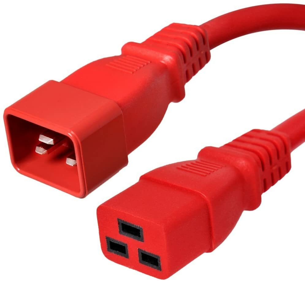 20 PACK LOT 5ft IEC C20 - C19 Red Power Cord 12AWG 20A/2500W 100-250V 1.5M