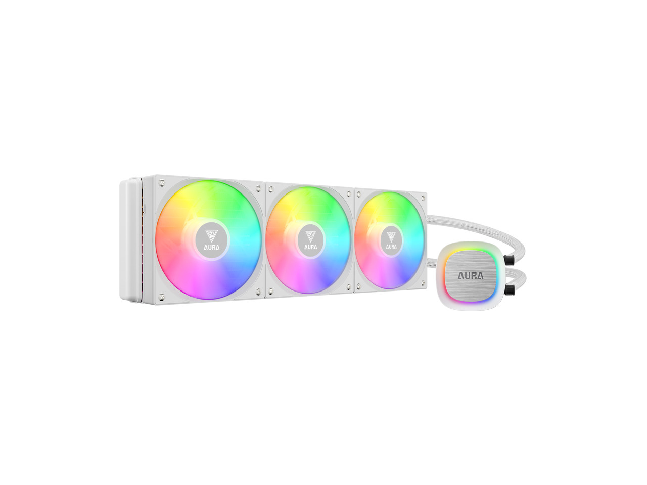 GAMDIAS Aura GLV2 360mm AIO Liquid CPU Cooler, Rotatable Performance 10-Pole Pum