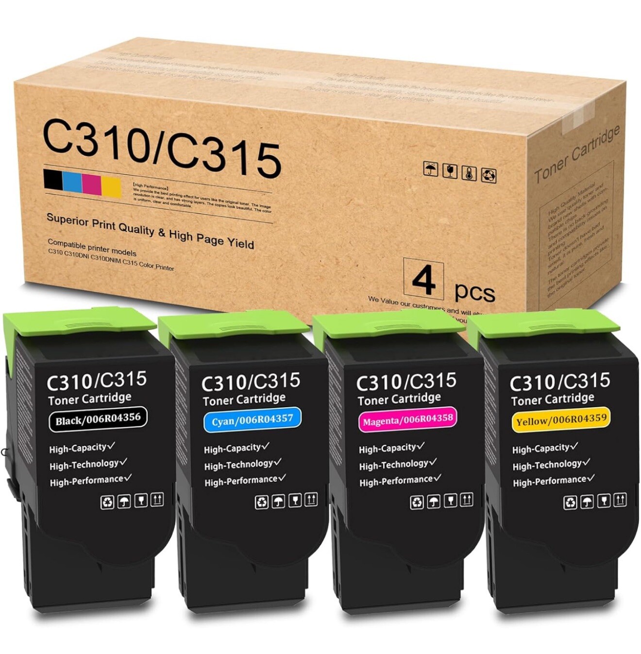 C310 / C315 High Capacity Toner Cartridge Set (4-Pack, BK/C/M/Y)