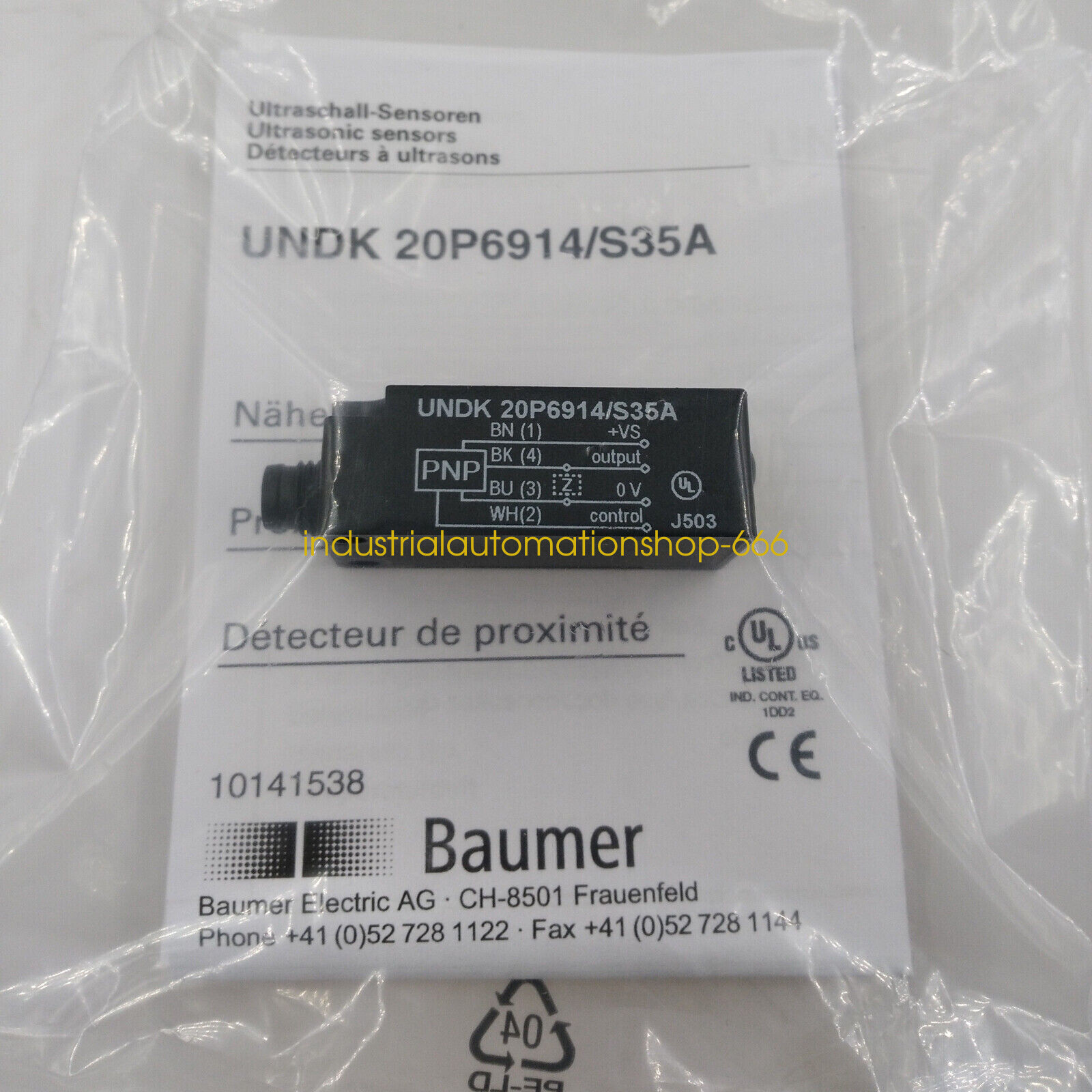 1PCS NEW Baumer Ultrasonic sensor UNDK 20P6914/S35A Via DHL or FedEX