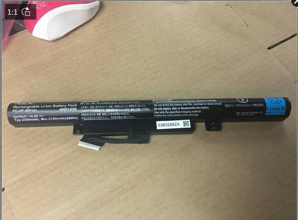 Genuine PC-VP-WP141 battery for NEC PC-NS700FAR 4INR19/6 WP141  14.4V 46Wh