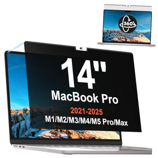 Magnetic 360° Privacy Screen for MacBook Pro 14 Inch (2021-2026, M1, M2, M3,