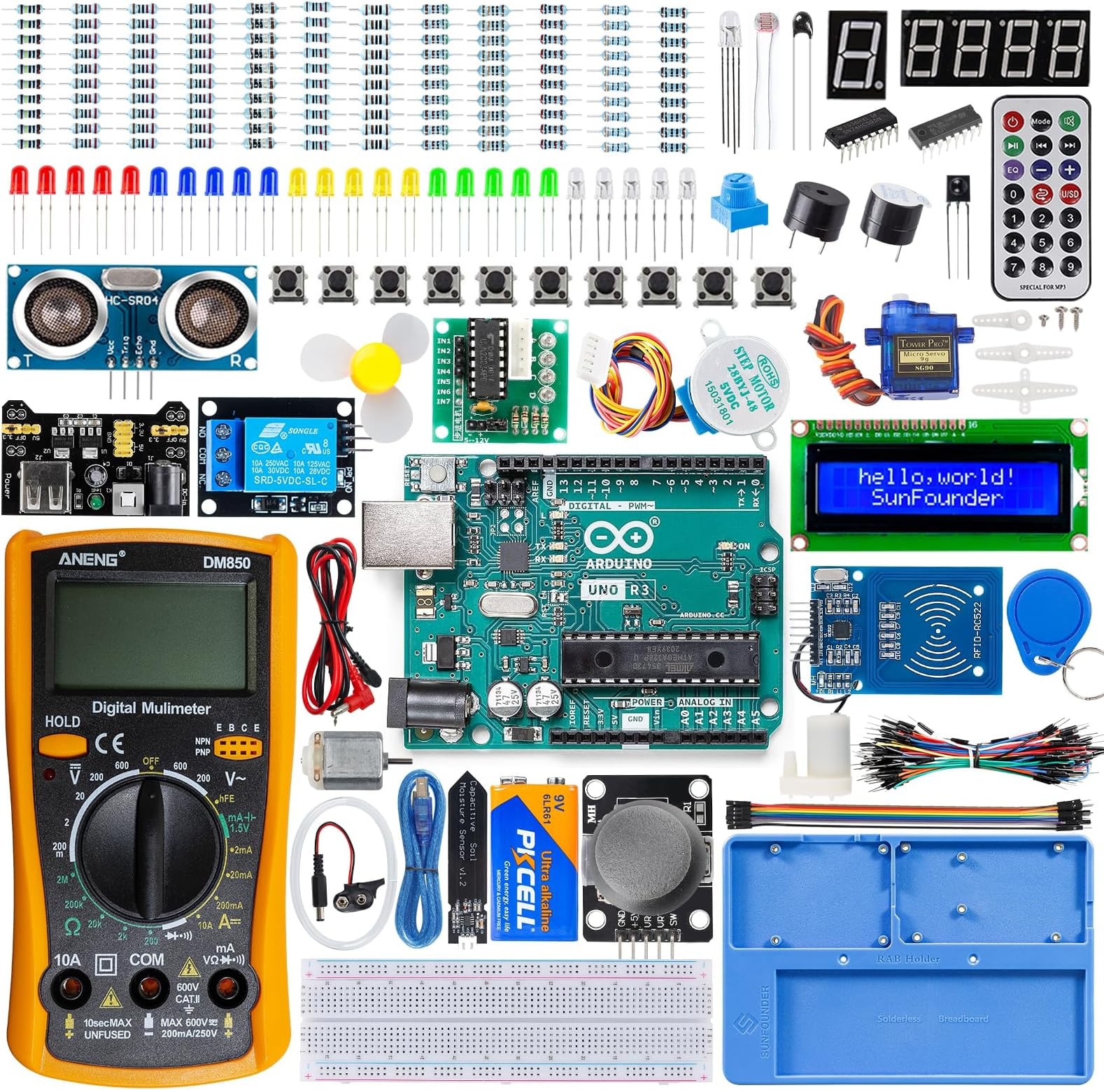 Arduino Uno R3 Starter Kit 200+ Components 34 Projects Multimeter Breadboard