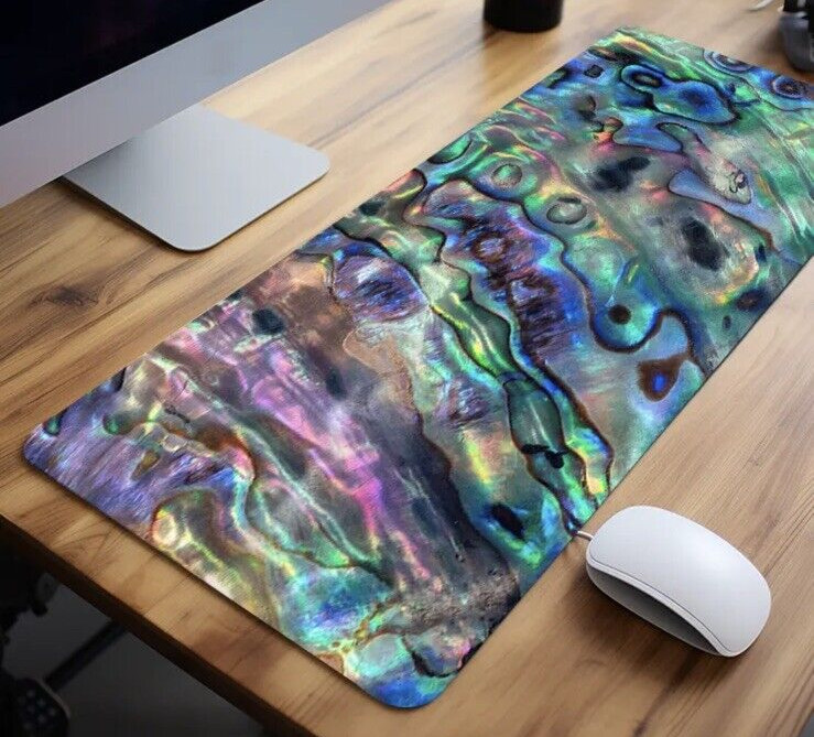 Large Gaming Mouse Pad Haliotdis Shells Ocean  Desktop Pad Keyboard Mat 31 x15in