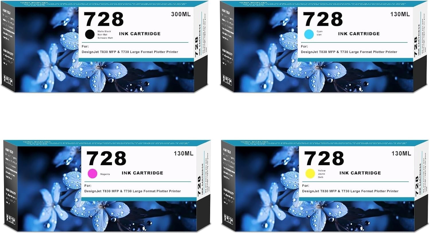 728XL 728 Ink Cartridge Set for HP DesignJet T730/T830 (BK/C/M/Y)