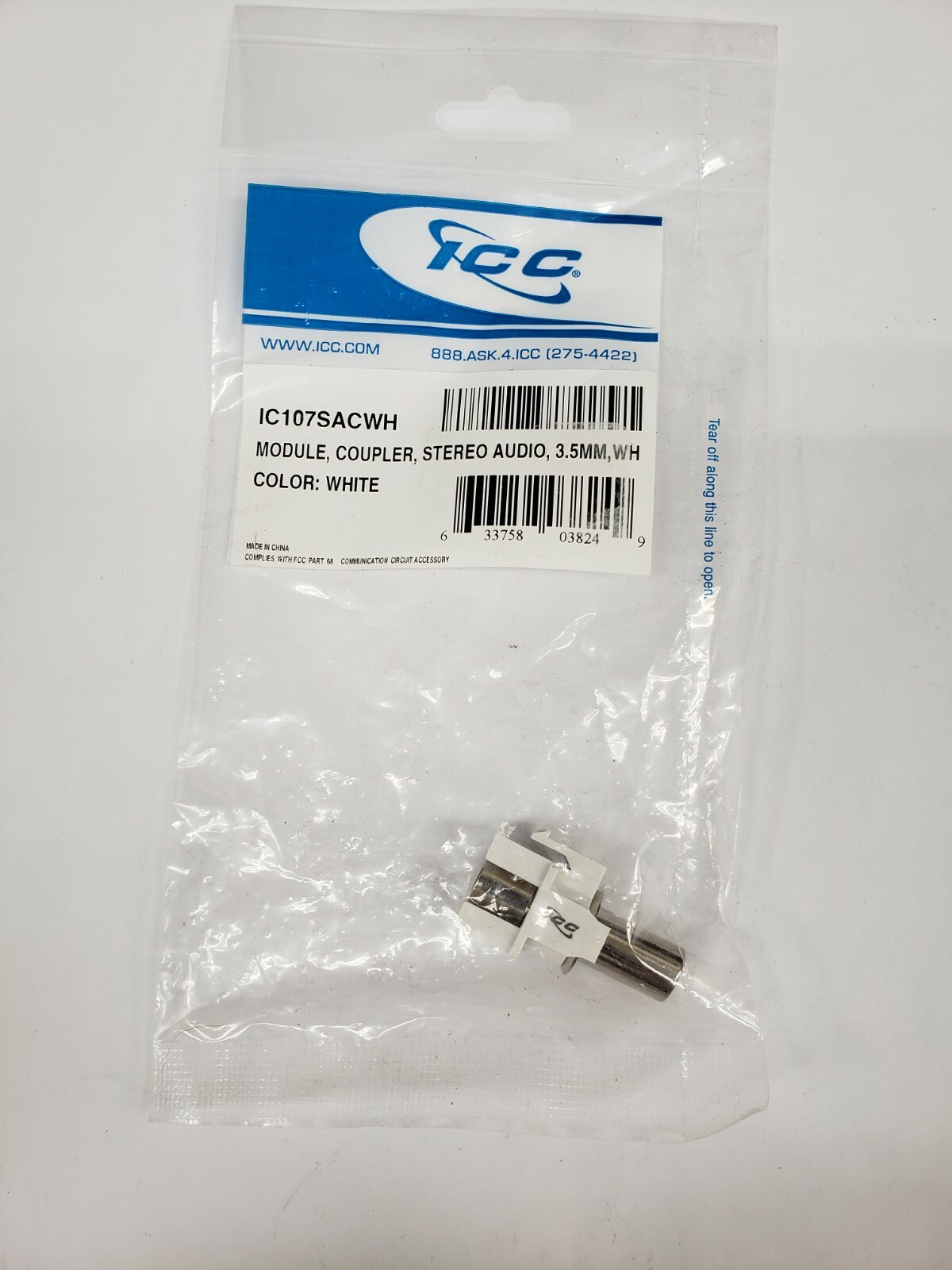  ICC IC107SACWH Audio Stereo Module Coupler 3.5mm  White