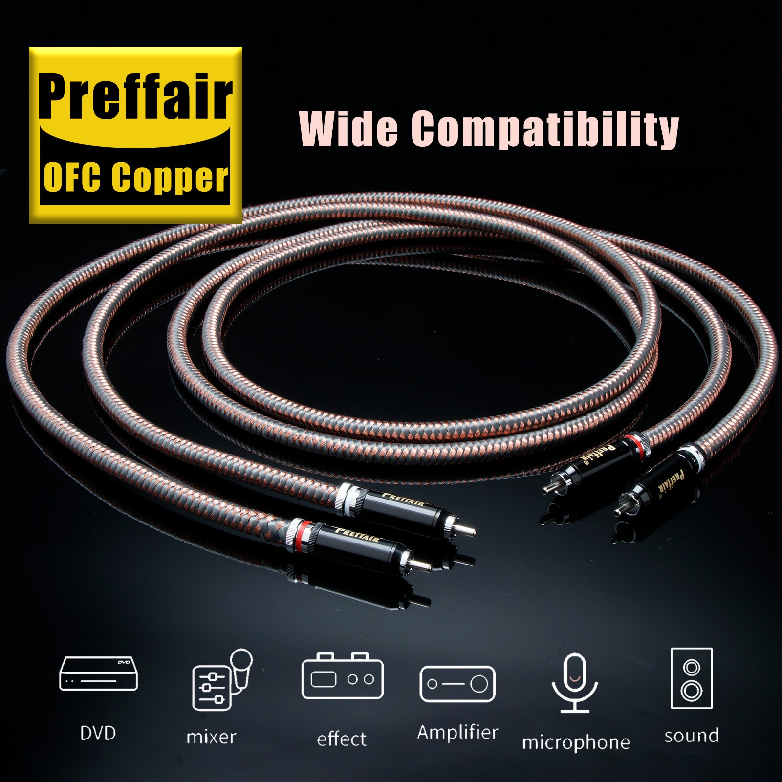 Pair Accuphase OFC HiFi RCA Cable Pure Copper Audio Interconnect Cable