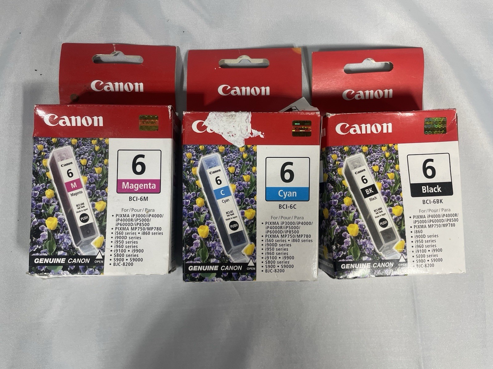 Genuine Canon Printer 3 Color Ink Cartridges BCI-6BK BCI-6M BCI-6C