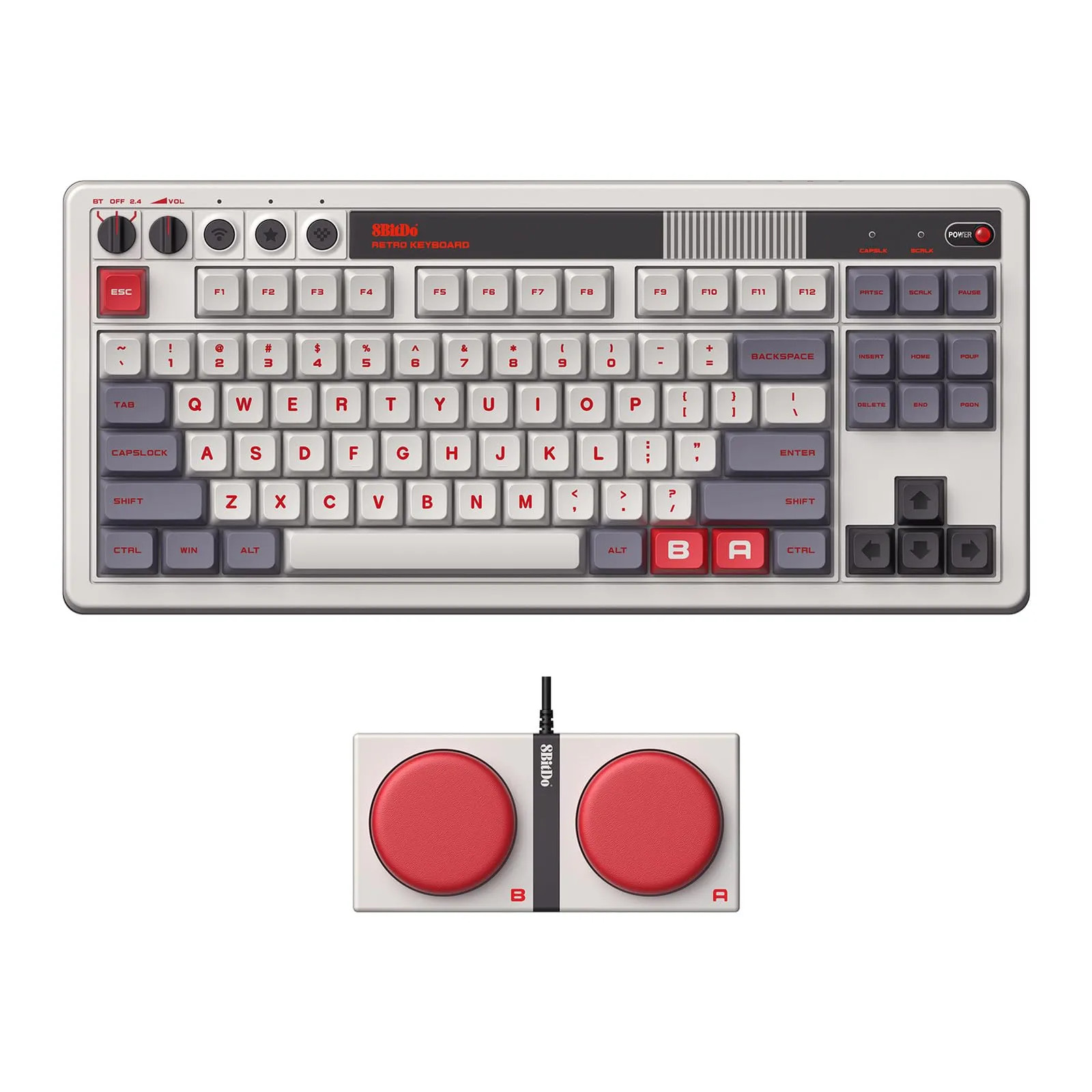 8Bitdo Retro Mechanical Keyboard 87 Key Bluetooth 2.4G USB-C Hot Swappable N