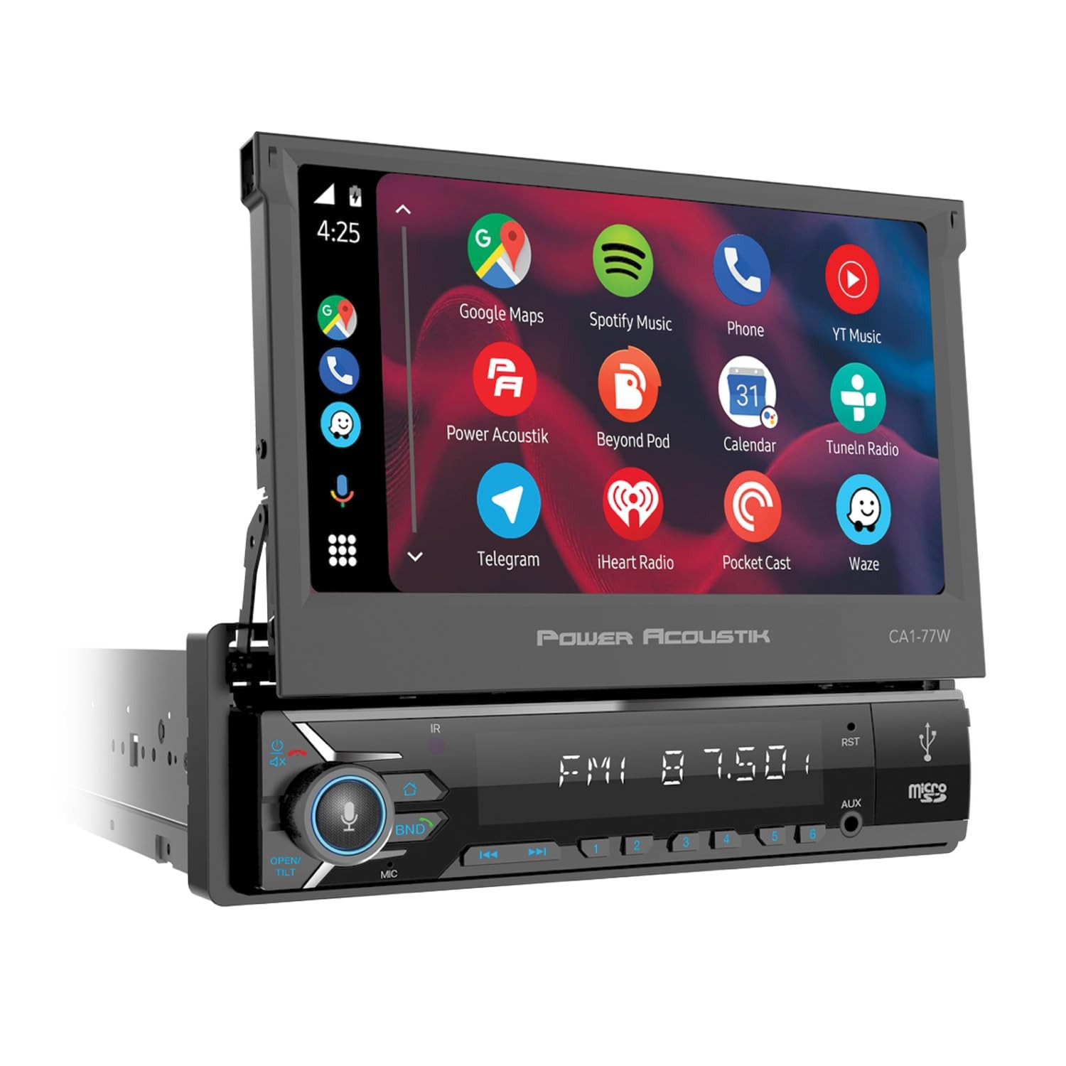 Power Acoustik CA1-77W | 7 Inch Flip Out Car Stereo with Wireless Apple CarPl...