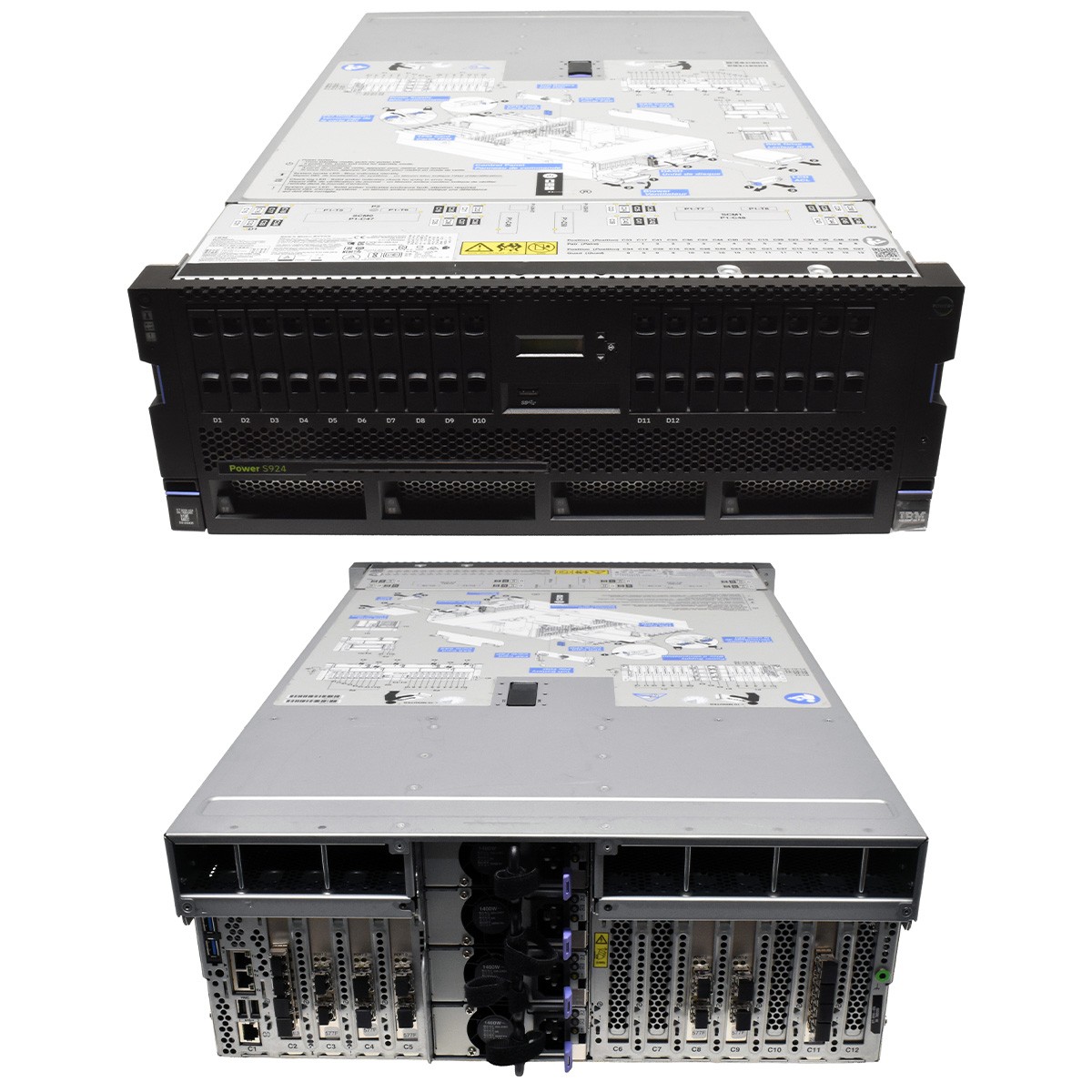 IBM Power S924 Server 2x Power9 CPU 6C 128GB PC4 4U 2x 10GbE 4P 5x 16Gb/s DP