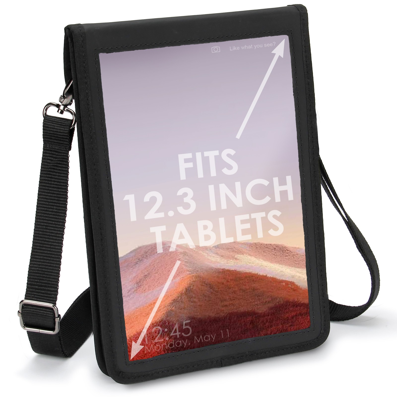 USA GEAR 12" Tablet Case w/ Open Front Design, Rigid Exterior & Shoulder Strap