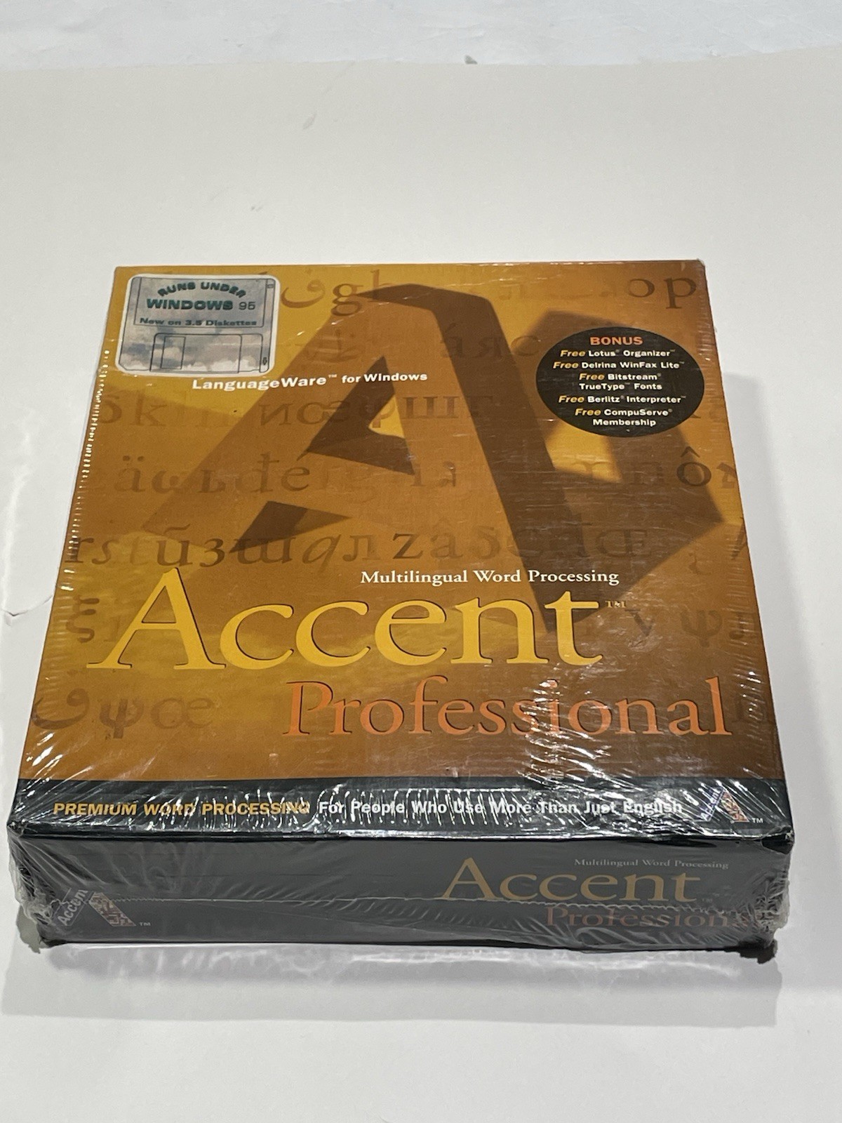 Accent Professional V2.0 Multilingual Word Processor Vintage Windows 95 Sealed