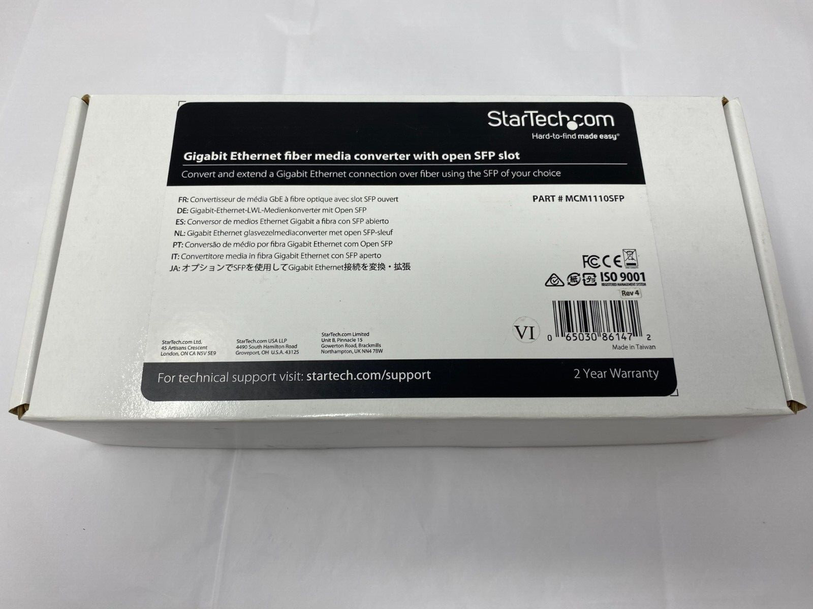 StarTech.com MCM1110SFP Gigabit Ethernet Fiber Media Converter w/Open SFP Slot