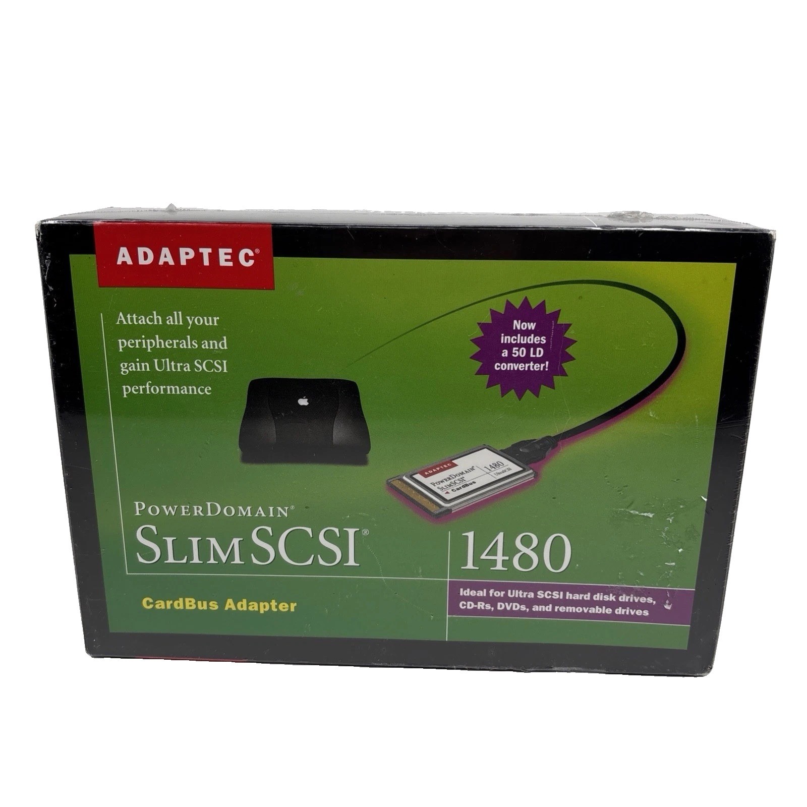 Adaptec SlimSCSI 1480 CardBus Ultra SCSI Adapter APA-1480 Mac Kit New Sealed