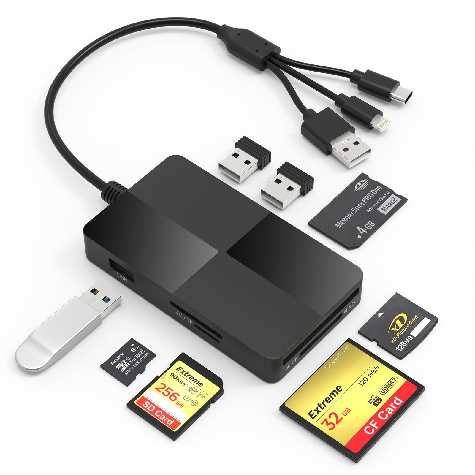 Memory Stick pro Duo Adapter Reader - 8 in 1 SD/TF/MS/CF/XD Card Reader for i...