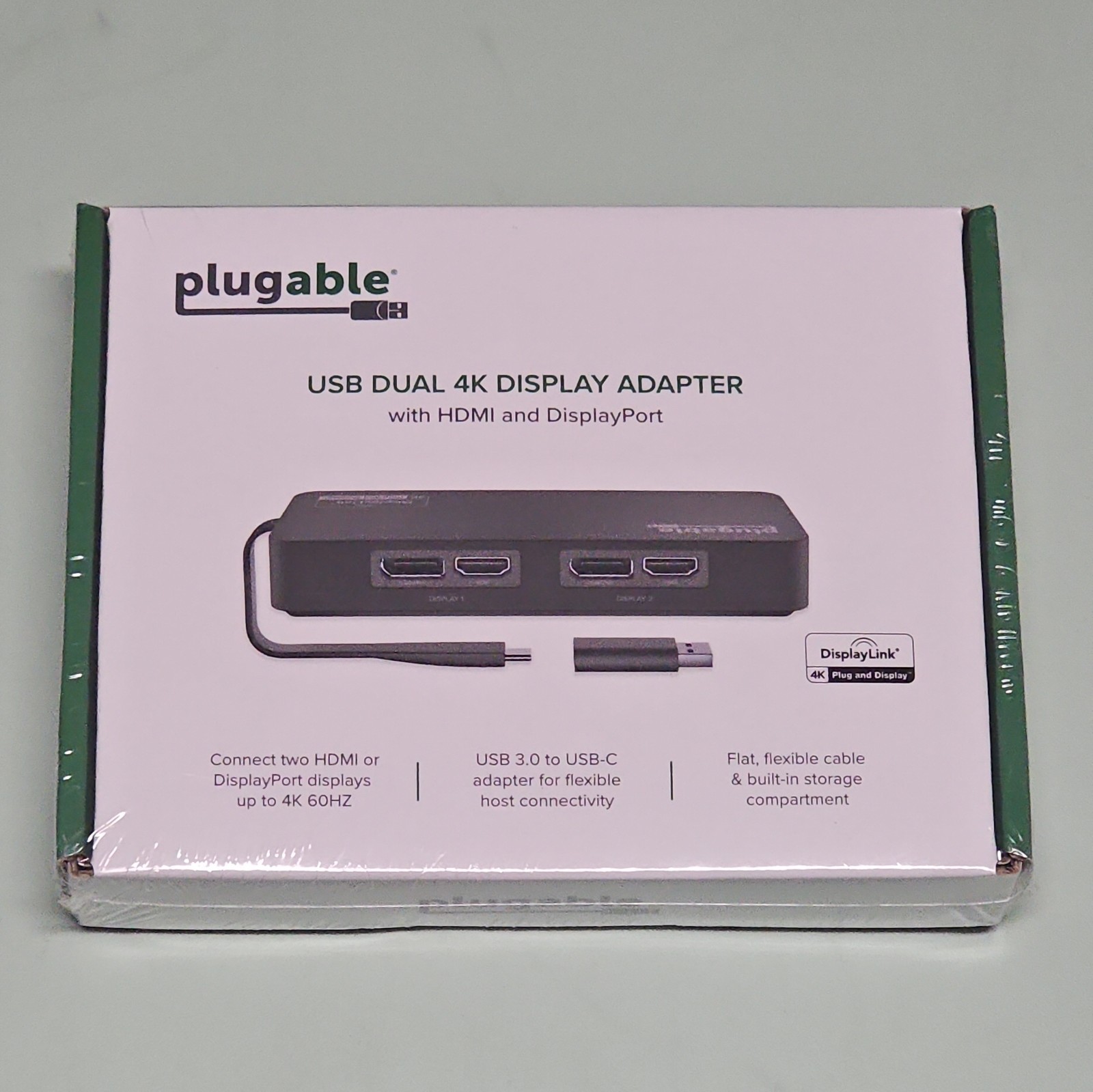 Plugable - USBC-6950U - Plugable 4K DisplayPort and HDMI Dual Monitor Adapter