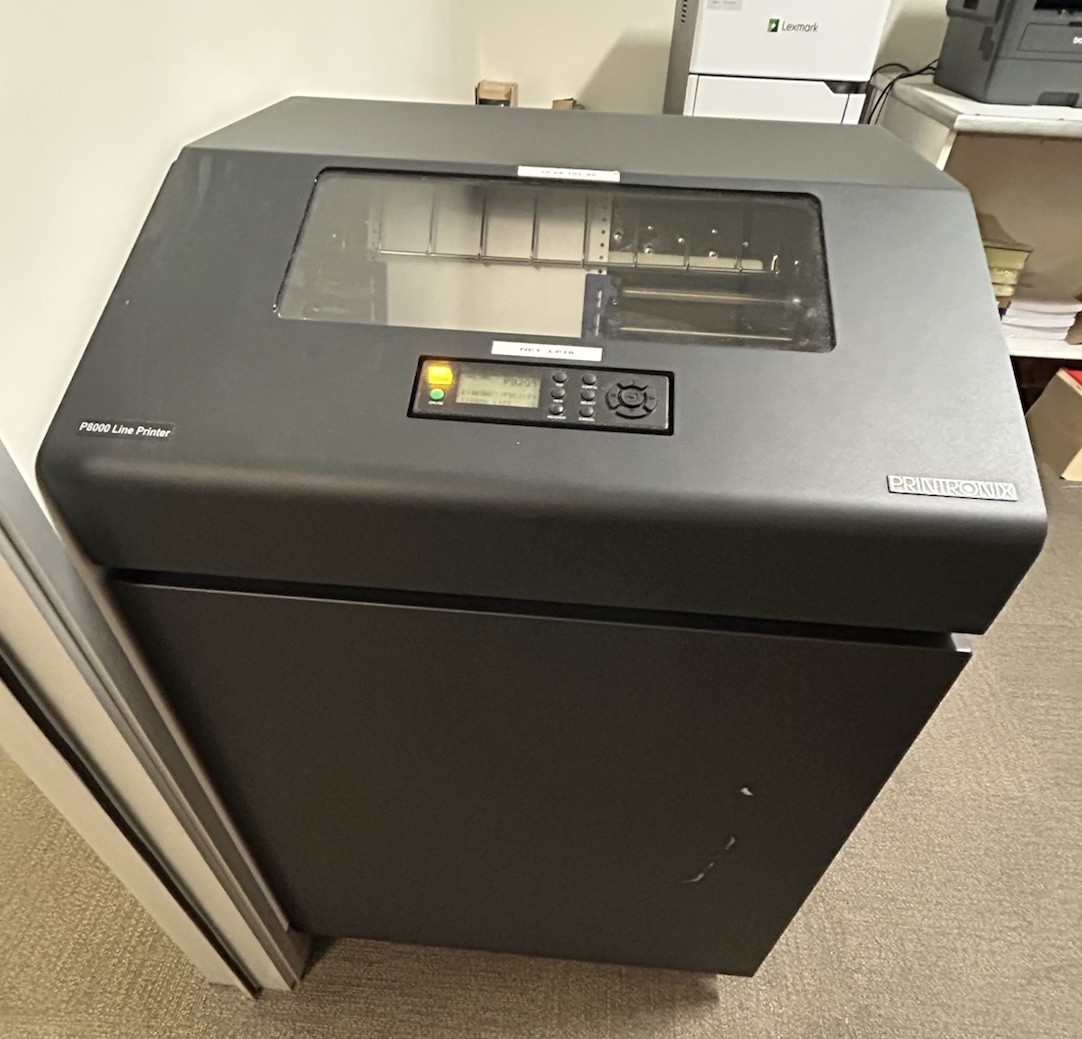Printronix P8000 P8205 Cabinet Line Matrix Printer - Working