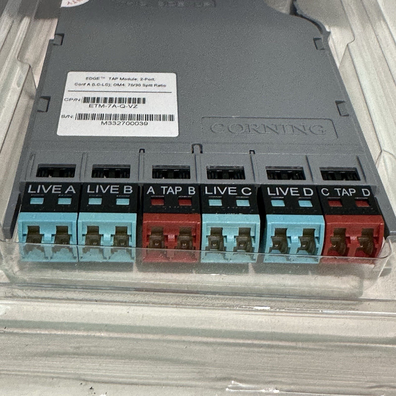 Corning ETM-7A-Q Pretium Edge TAP Module 2-Port Conf A (LC-LC) OM4 70/30 Split 