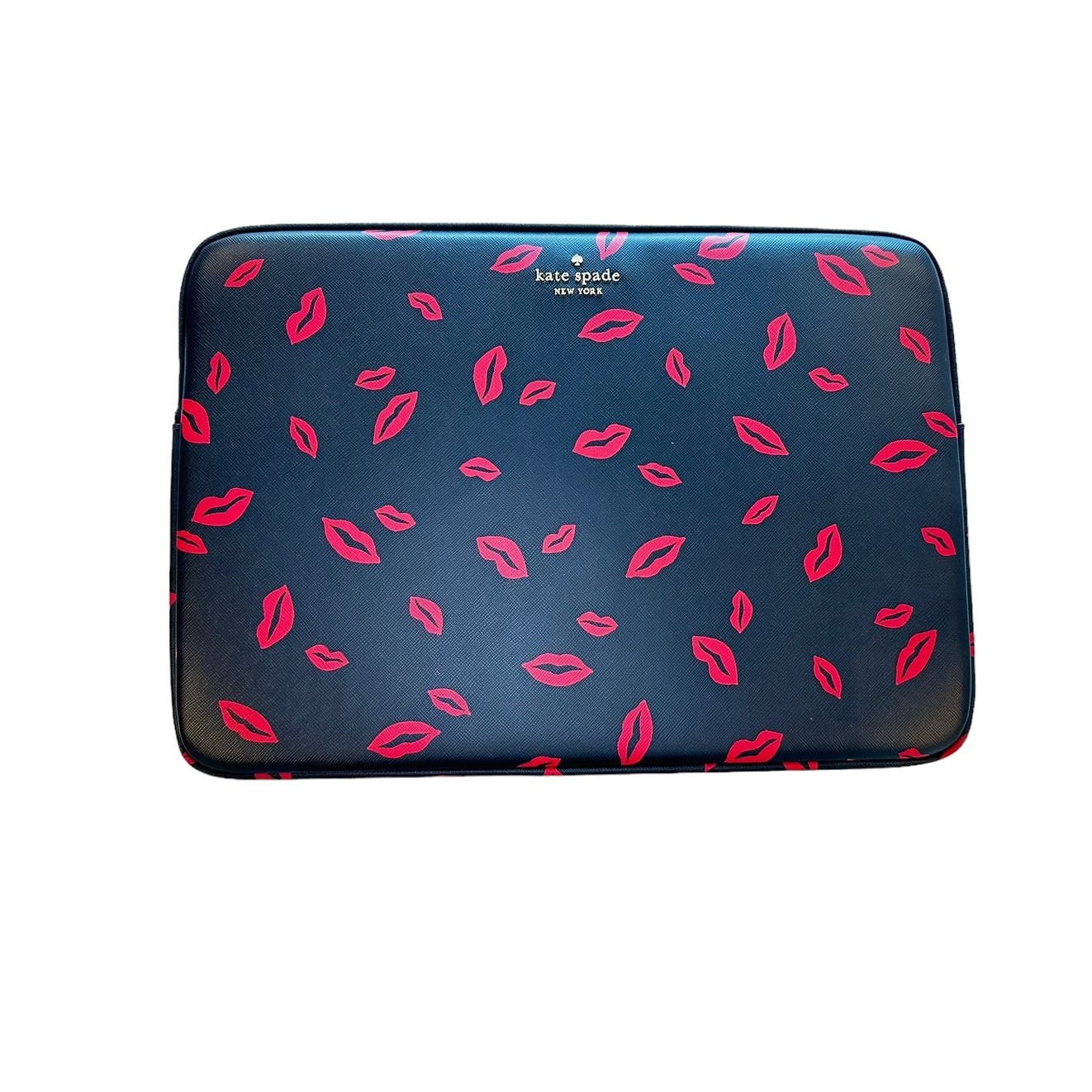 Kate Spade Madison Lip Toss Print Universal Laptop Padded Case Sleeve 15" Black