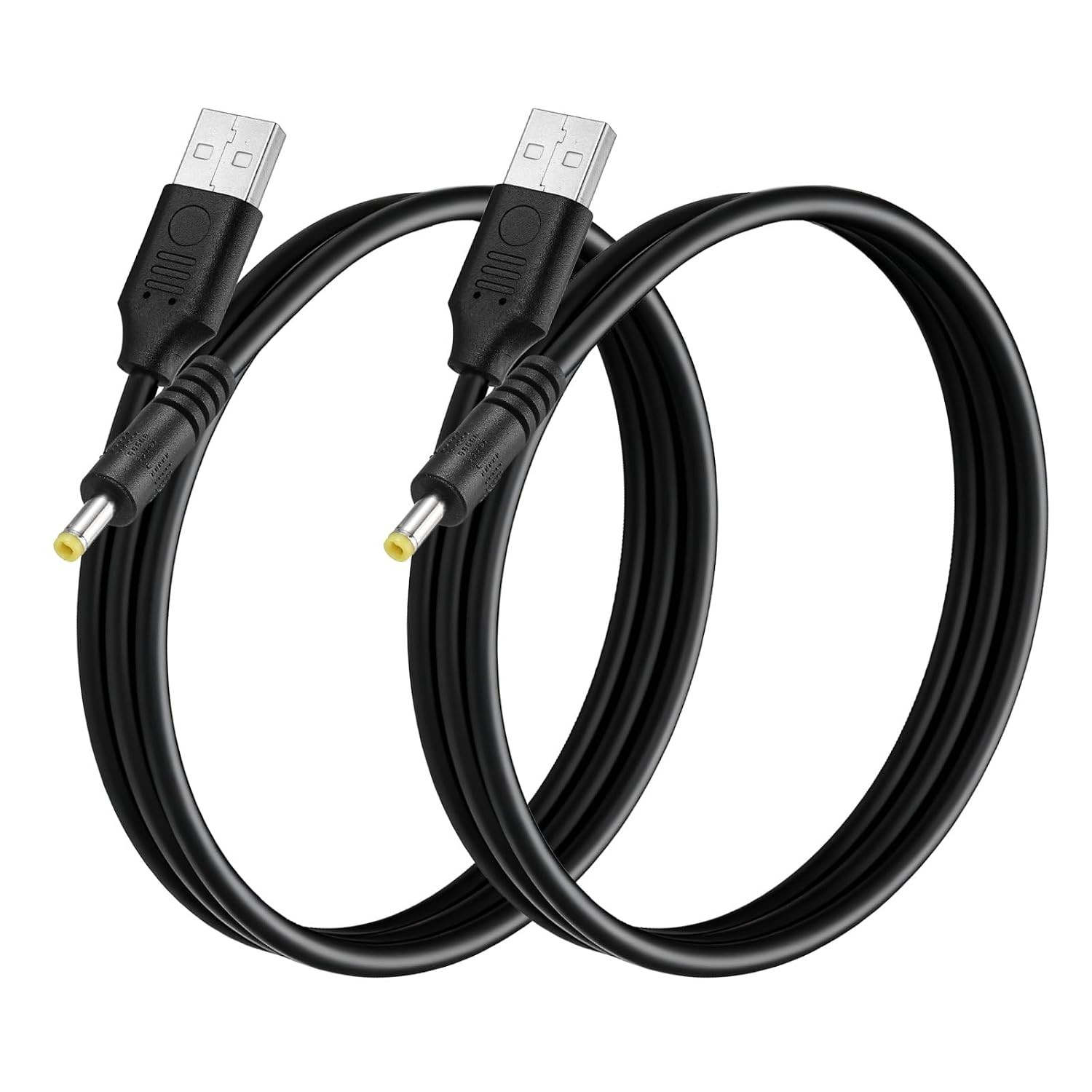 2Pcs USB to DC Power Cable 4X1.7Mm, 5V 3A for LED Lights, 0.3 M/1Ft, Black