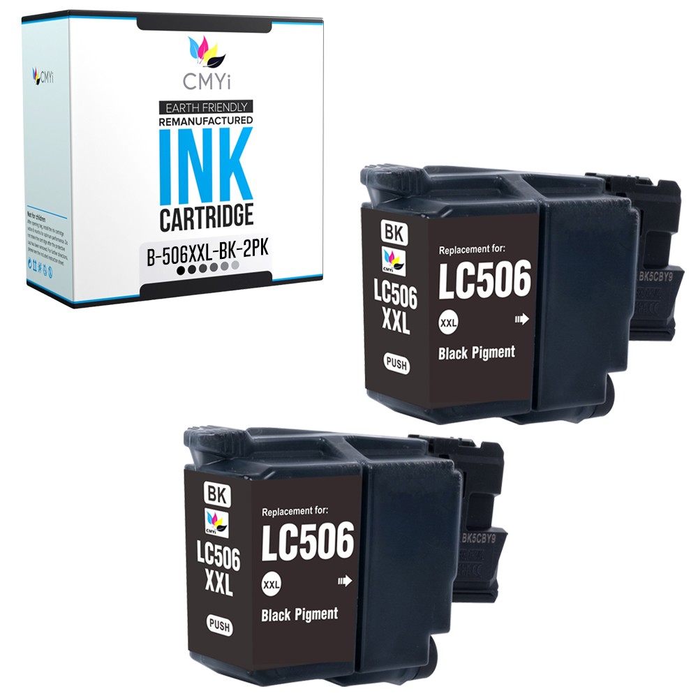 2-Pack Compatible CMYi LC506XXLBK Ink Cartridges fit Brother MFC-J4555DW