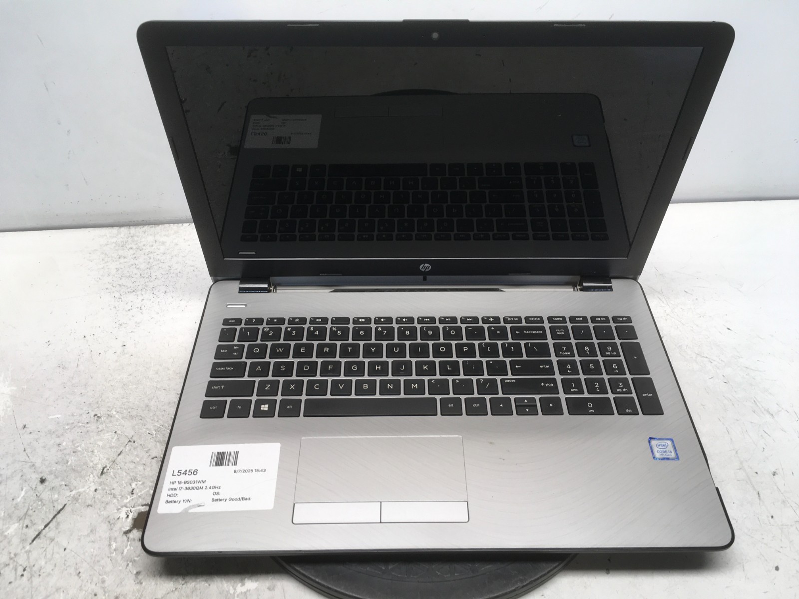 HP 15-BS031WM Intel Core i3-7100 2.4GHz No RAM NO HDD No Batt