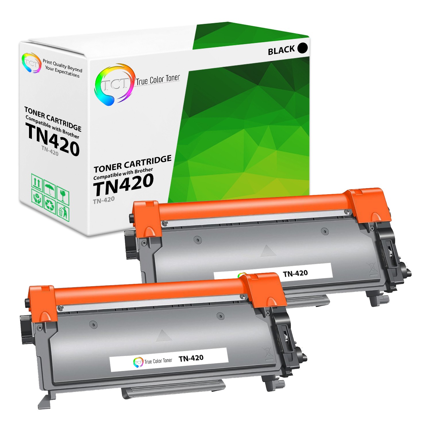 TCT 2PK TN420 Black Compatible Toner For Brother HL 2240 2270dw MFC 7360n 7065d