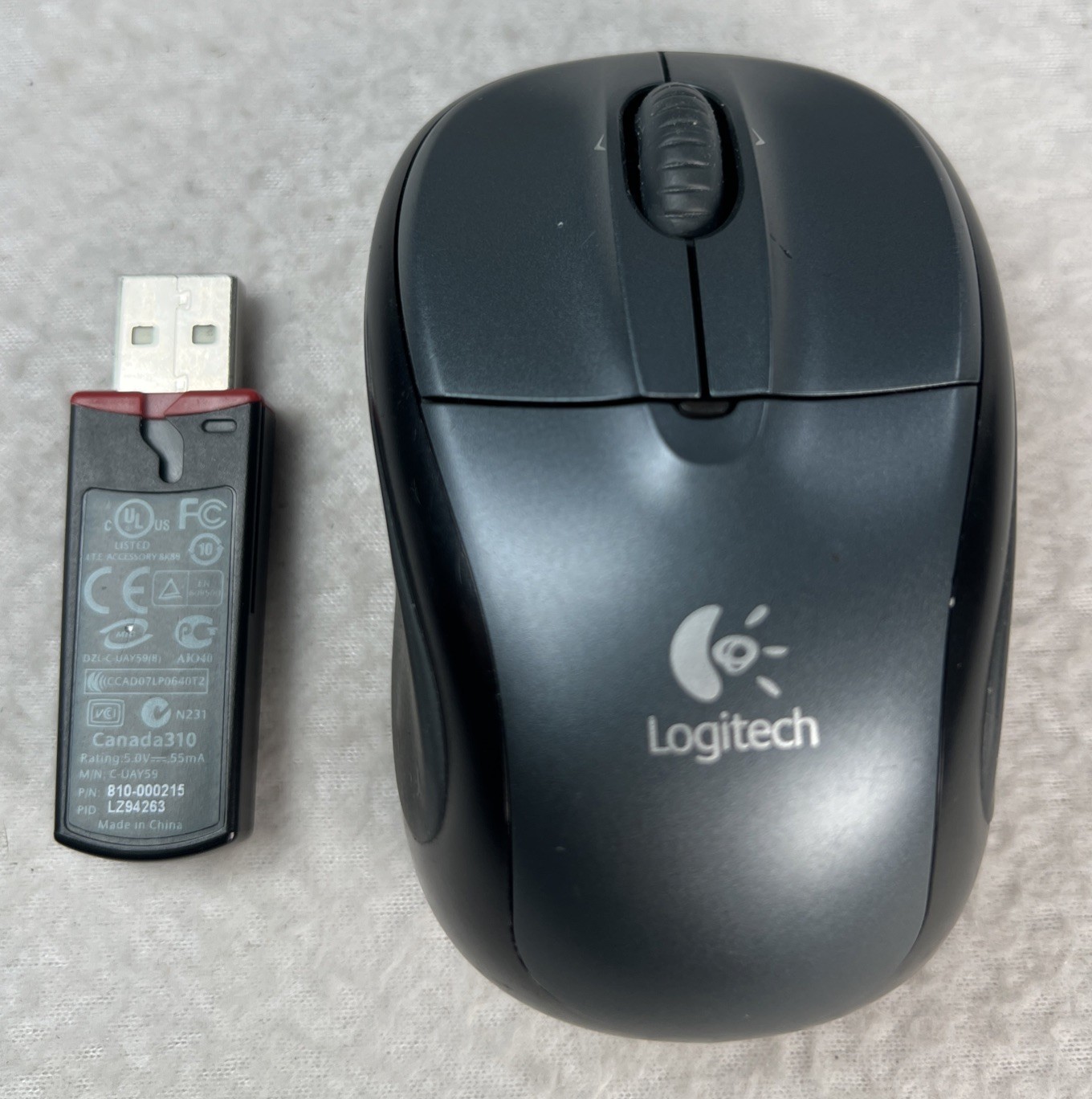 Logitech Wireless Travel Mouse M-RBS136 Black/Grey Complete with Receiver EUC