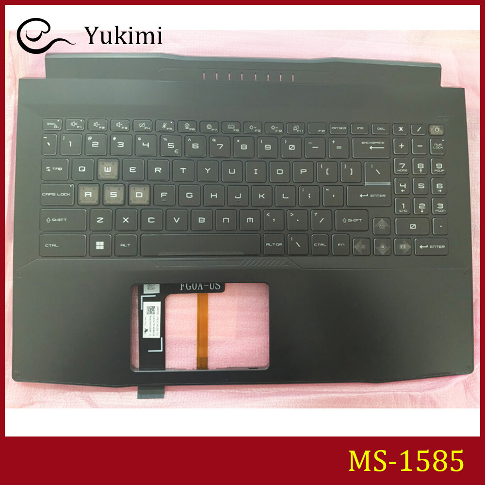MS-1585 FOR MSI Katana 15 Black C Shell Cover Upper Palmrest Backlit Keyboard